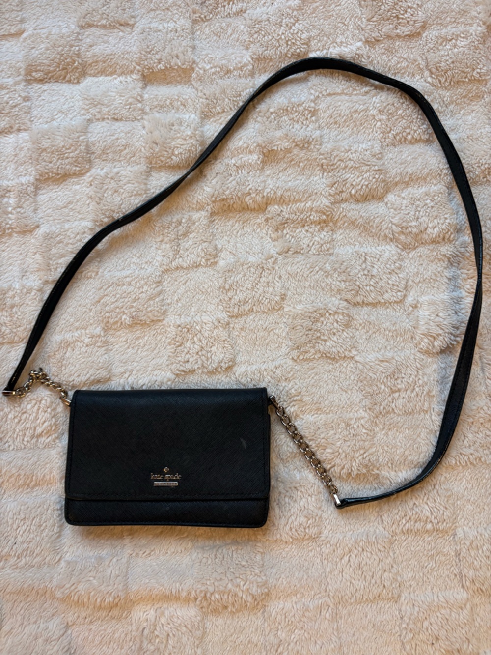 kate spade Black Leather Crossbody with Chain Strap